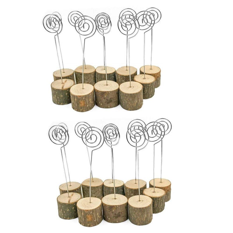 senover Rustic Table Number Holders Real Wood Base Wedding Table Number Stands Party Decoration Wood Place Card Holders Picture Memo Note Photo Clip Holder (20pcs Table Number Holders) - Image 1